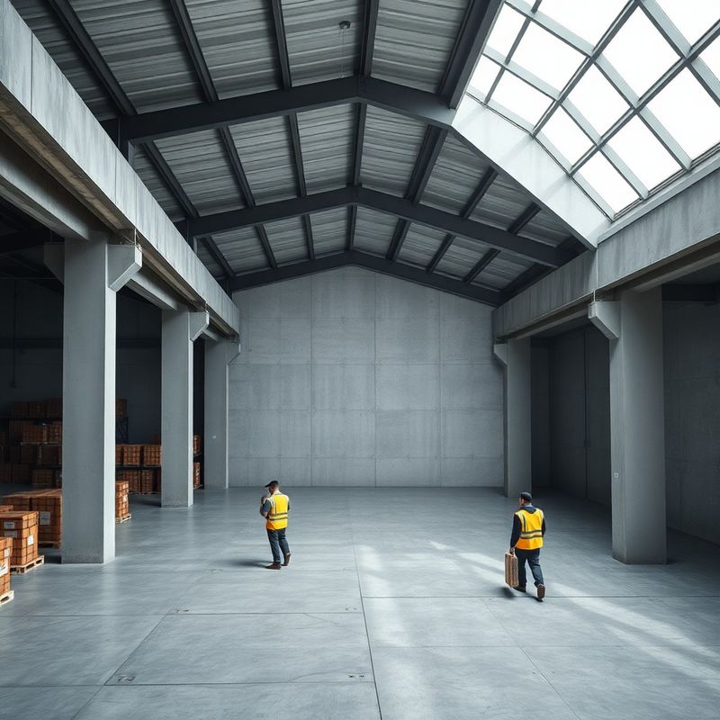 Overhead view of a logistics warehouse floor with workers in safety vests